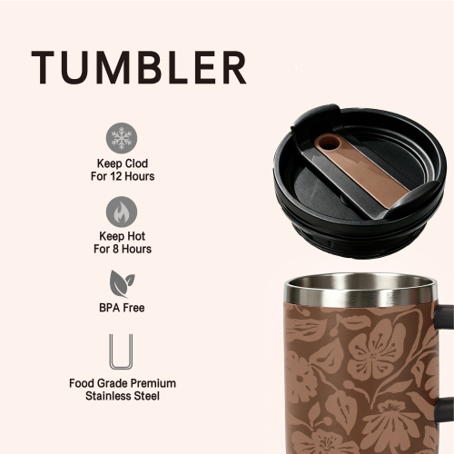 Custom 40oz Vacuum Insulated Tumbler with Handle