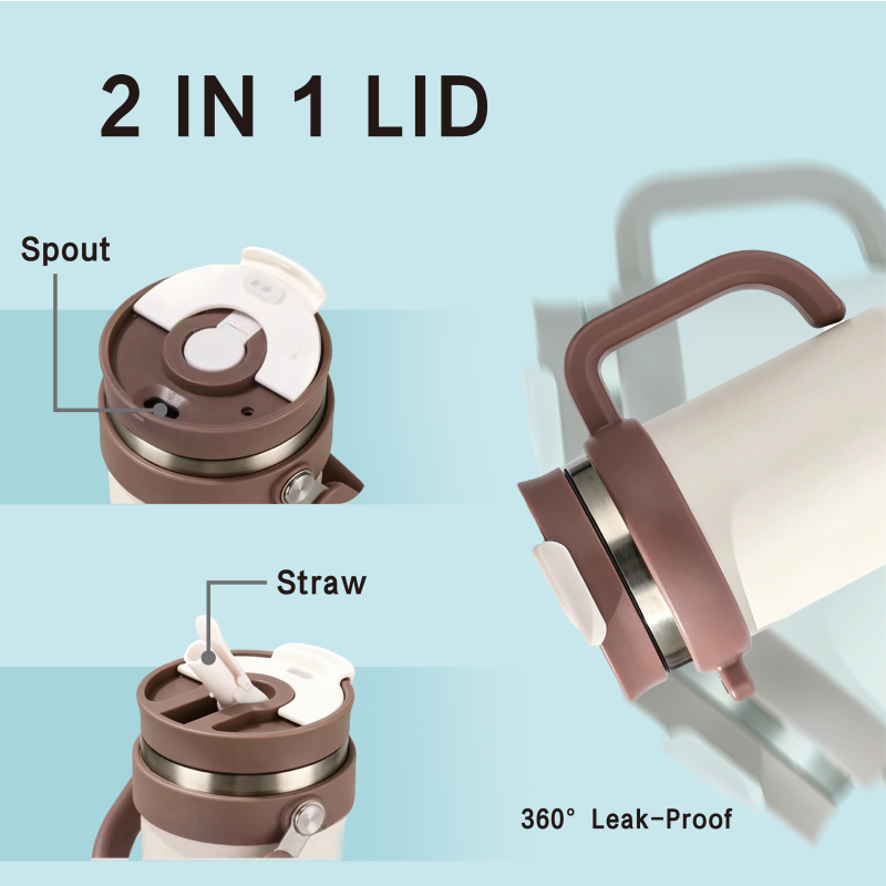 304 Stainless 40oz Insulated Tumbler with 2 in 1 Lid