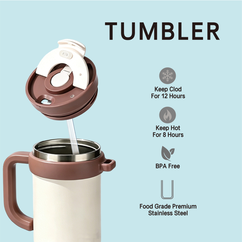 304 Stainless 40oz Insulated Tumbler with 2 in 1 Lid