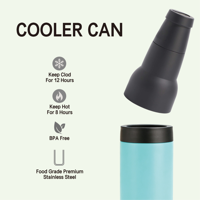Insulated Stainless Steel Can Cooler with Opener