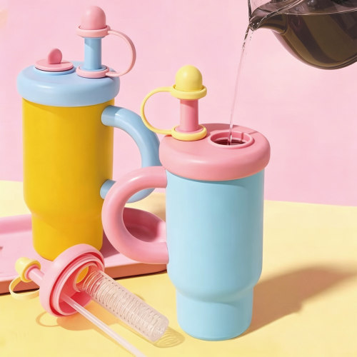 Macaron 880ml Stainless Steel Double Wall Car Tumbler Straw