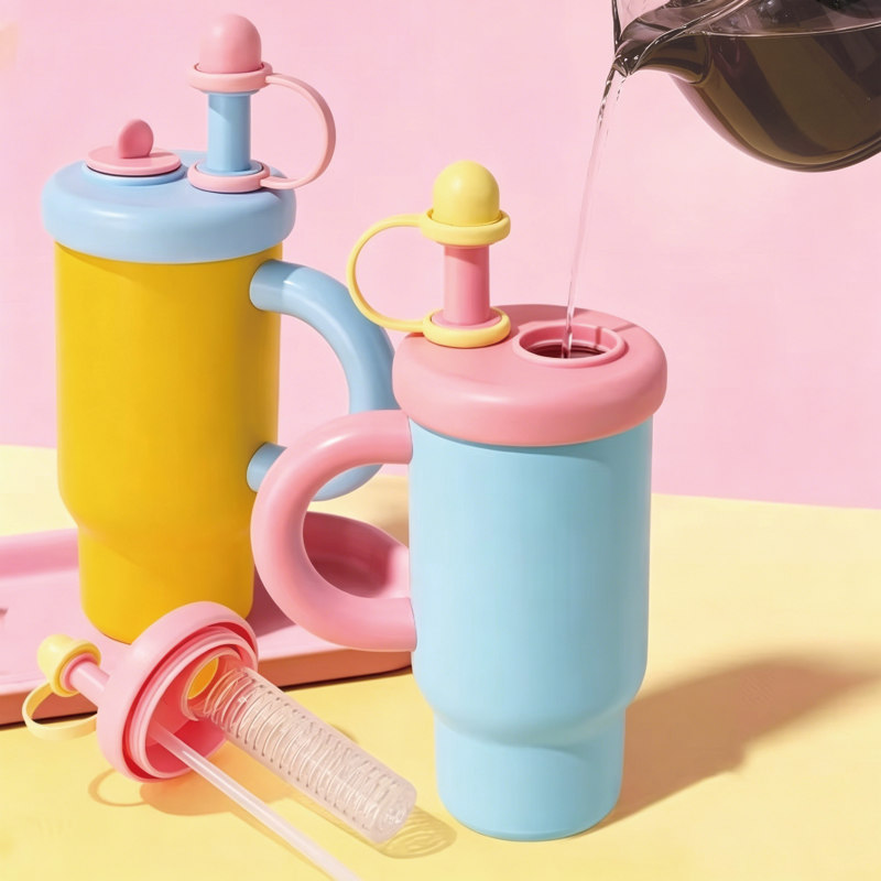 Macaron 880ml Stainless Steel Double Wall Car Tumbler Straw