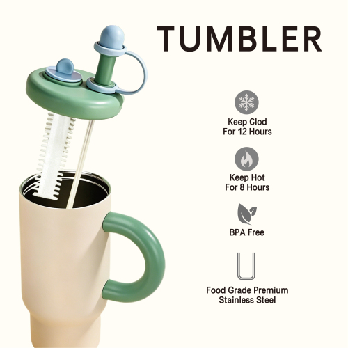 Macaron 880ml Stainless Steel Double Wall Car Tumbler Straw