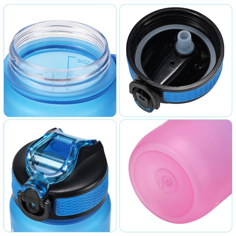 1000ml Gradient Motion Plastic Water Bottle with Scale Transparent Water Bottle Plastic with Rope