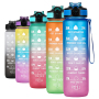 1000ml Gradient Motion Plastic Water Bottle with Scale Transparent Water Bottle Plastic with Rope