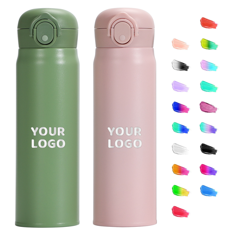Customizable 320ml 500ml Stainless Steel Bounce Lid Vacuum Water Bottles for Office Portable American Sports Hot Cold Drinkware