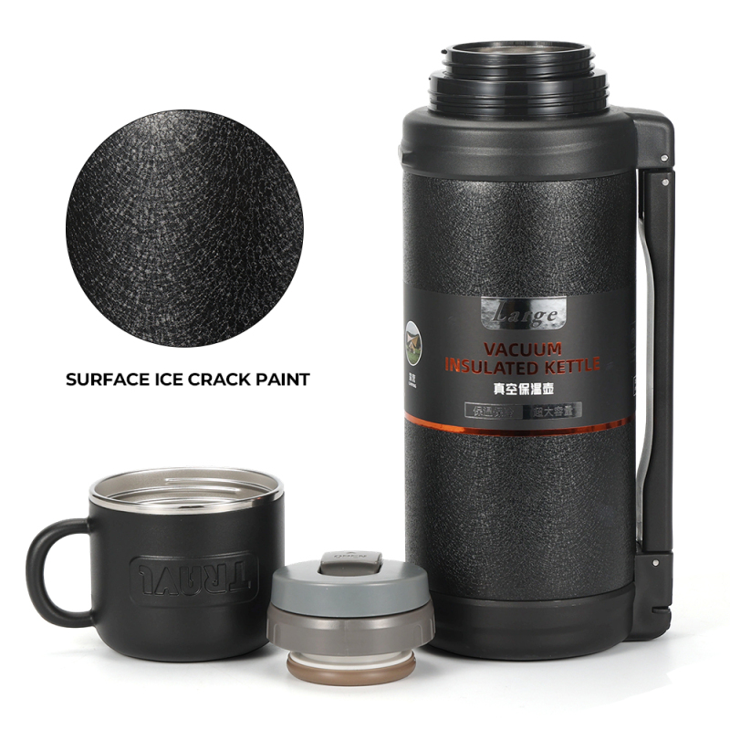 Outdoor Camping Vacuum Insulated Stainless Steel Travel Pot 1200ml/1500ml/2000ml Hidden Rotary Pull Rope for Water Drink
