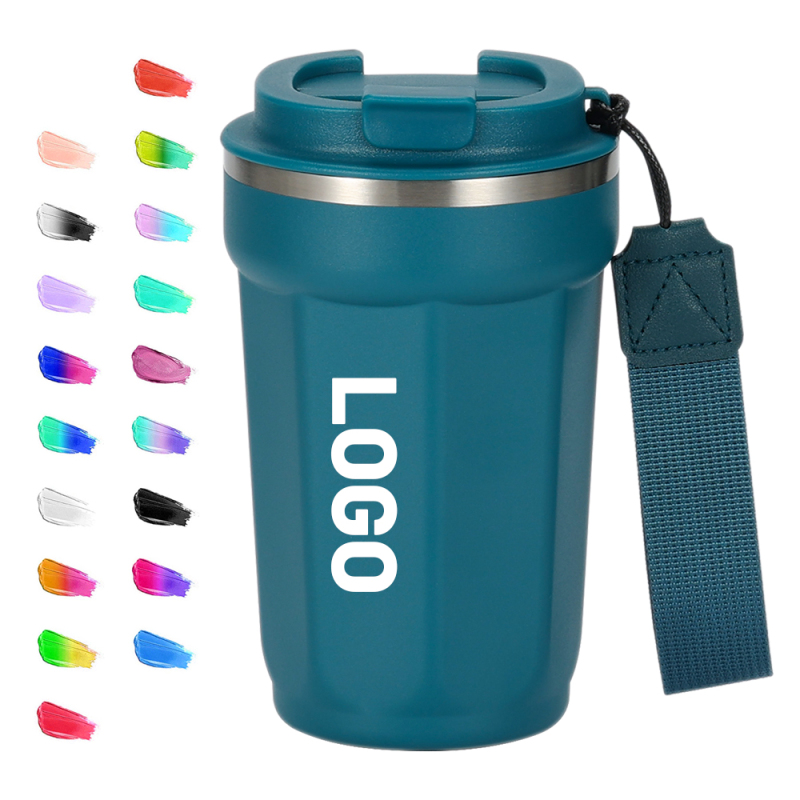 Custom logo Vacuum Flask Coffee Mug Double Wall Stainless Steel Water Bottle Portable Coffee Mug with Lid