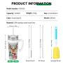 Mucr 38 oz Insulated Car Mug with Handle and Straw Ceramic Coated Interior Double Wall Vacuum Stainless Steel Tumbler Leakproof Fits Cup Holder