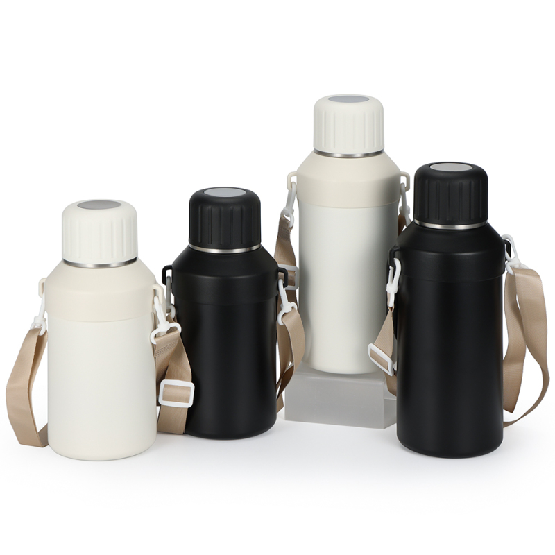 Outdoor 0.9L/1.2L Thermal Insulated Stainless Steel Kettle Portable Vacuum Flask Handle Lid Strap Insulated for Cold Performance