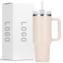 Customized 40oz Double Wall Stainless Steel Tumbler with Straw and Handle Eco-Friendly Outdoor Travel Mug with Lid for Coffee