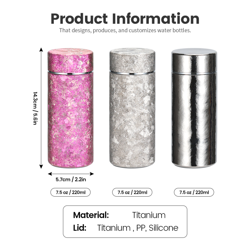 Factory Wholesale Hot Selling Luxury Titanium Insulated 220ml Water Bottle Healthy Tea/Coffee/Milk Container Cold for Drinkware