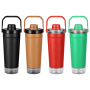 Mucr 20 oz Insulated Shaker Bottle with Handle Double Wall Vacuum Stainless Steel Leakproof Protein Shaker with Bottom Storage for Gym