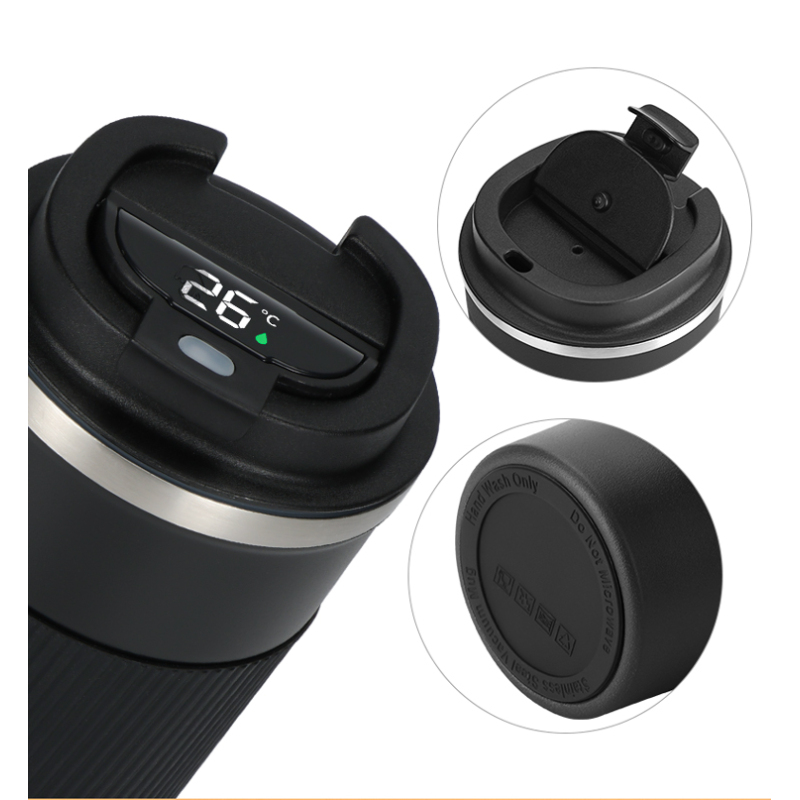 New Double Wall Coffee Mug Insulated Vacuum Cup Stainless Steel Water Bottle with LED Lid Tumbler for Travel and Camping