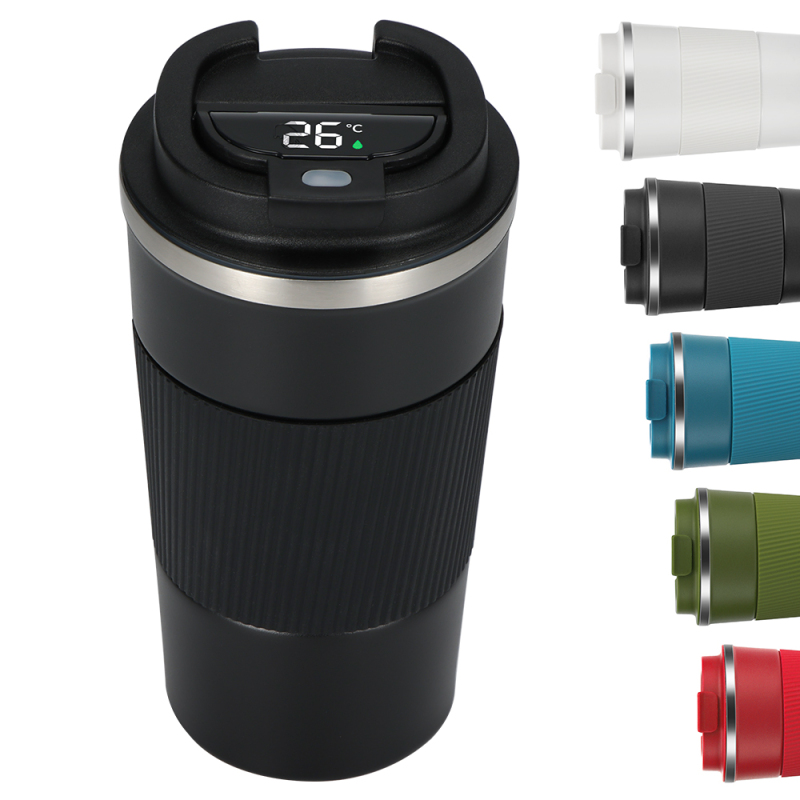 New Double Wall Coffee Mug Insulated Vacuum Cup Stainless Steel Water Bottle with LED Lid Tumbler for Travel and Camping