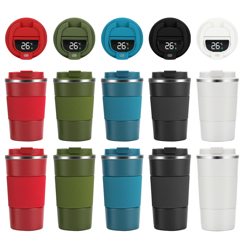 New Double Wall Coffee Mug Insulated Vacuum Cup Stainless Steel Water Bottle with LED Lid Tumbler for Travel and Camping