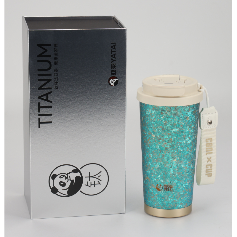 Mucr Pure Titanium Vacuum Water Bottle Double Cap 6-12H Thermal Insulation Tumbler BPA Free Portable Office Coffee Cup Rope for