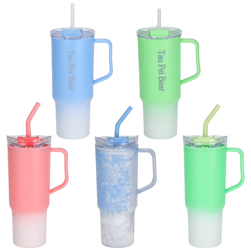 1200ML 40oz Reusable Plastic Travel Tumbler Portable PC Coffee Juice Drinkware with Straw for Car and Home Use