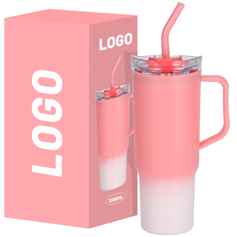 1200ML 40oz Reusable Plastic Travel Tumbler Portable PC Coffee Juice Drinkware with Straw for Car and Home Use