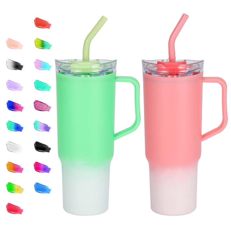 1200ML 40oz Reusable Plastic Travel Tumbler Portable PC Coffee Juice Drinkware with Straw for Car and Home Use