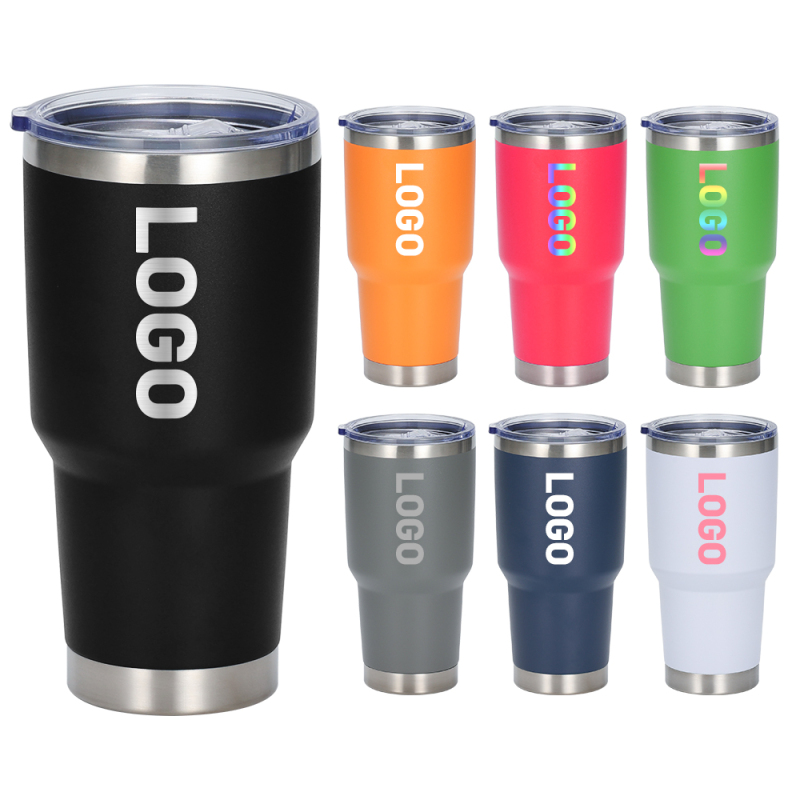 30oz Stainless Steel Double Wall Vacuum Insulated Tumbler Cups Coffee Mugs Lids for Hot Cold Beverages American