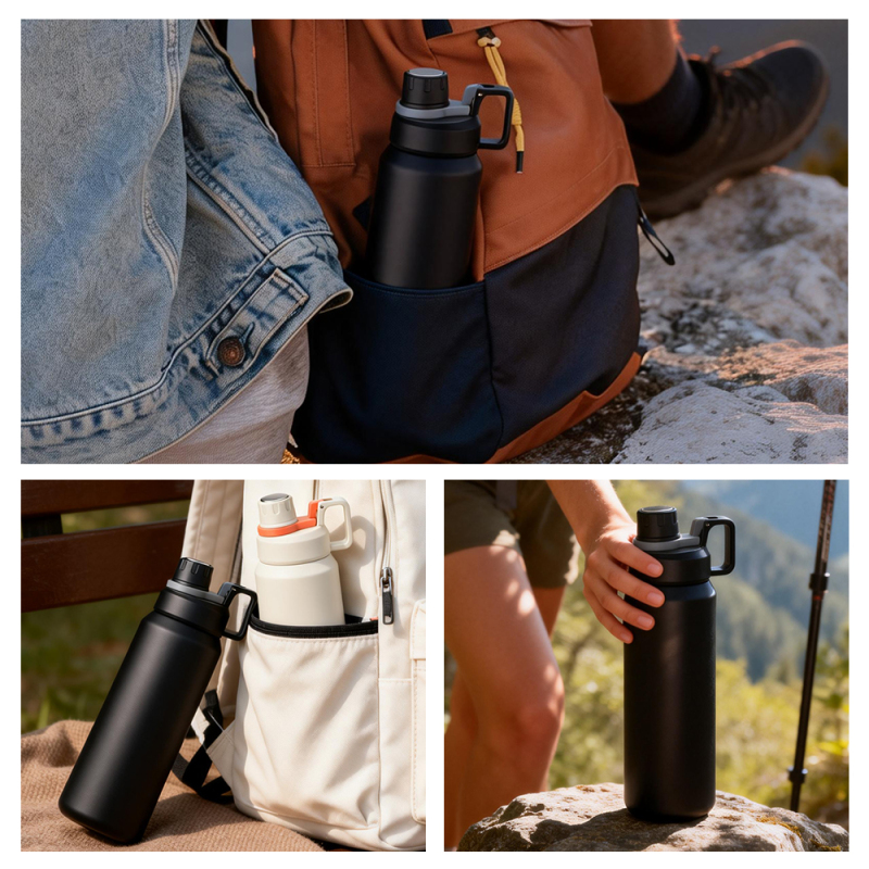 Mucr 20oz 600ml Stainless Steel Vacuum Flask with Double Wall Bottle Hot Water Fitness Outdoor Sports Water Bottle for Travel