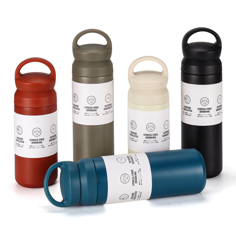 High Quality Custom Logo 350ml 500ml Vacuum Stainless Steel Insulated Sports Water Bottle with Handle Lid for Office