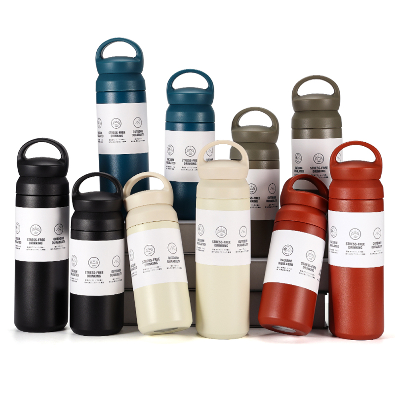 High Quality Custom Logo 350ml 500ml Vacuum Stainless Steel Insulated Sports Water Bottle with Handle Lid for Office