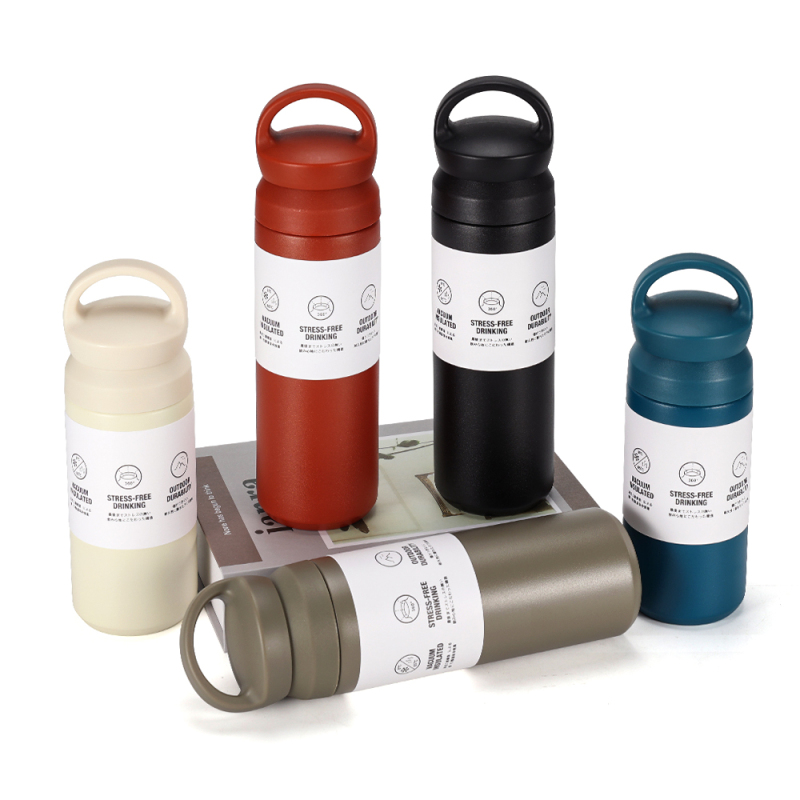 High Quality Custom Logo 350ml 500ml Vacuum Stainless Steel Insulated Sports Water Bottle with Handle Lid for Office