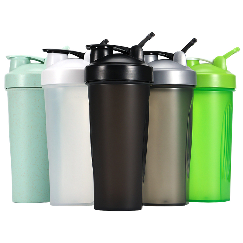 Custom Logo 400ml 600ml Wholesale Clear Protein Shaker Bottle for Sports and Gym With Mixing Ball