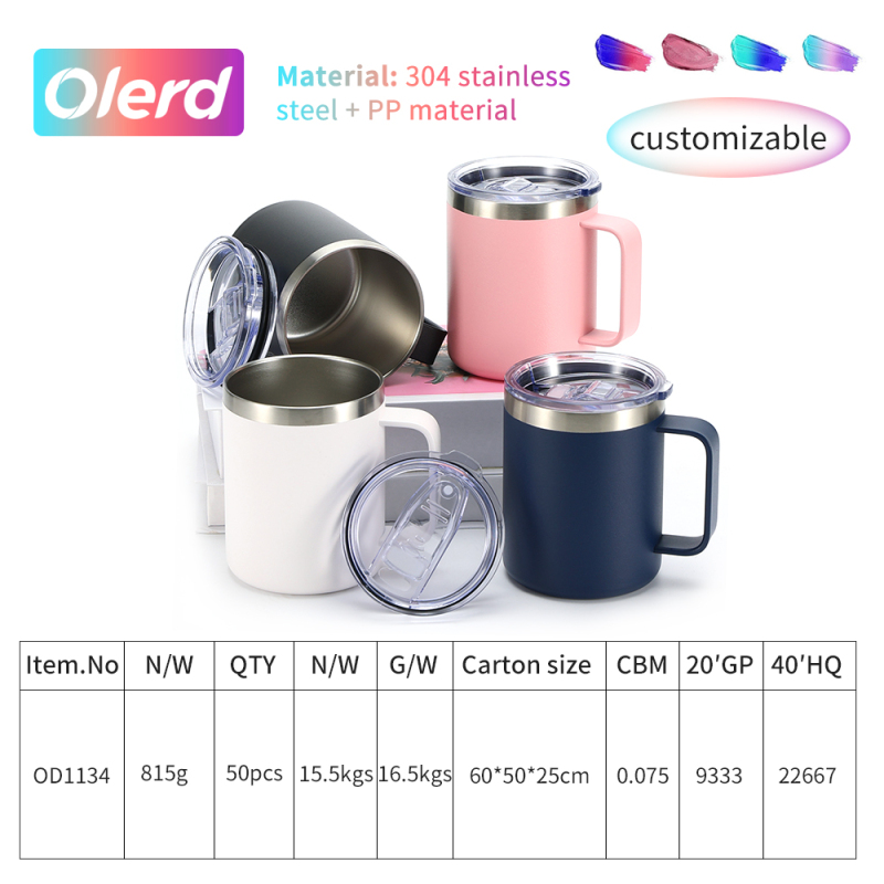 New Popular 12oz/14oz/16oz/24oz Stainless Steel Office Coffee Cup with Handle Top-selling Tumbler