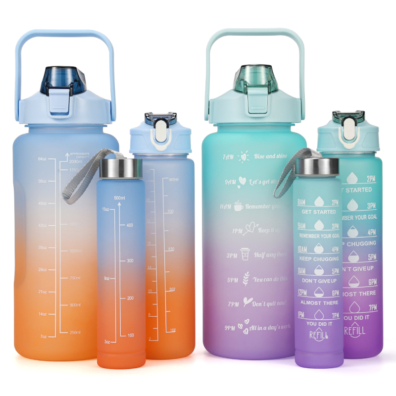 High-Capacity 3-in-1 2000ml Sports Water Bottle Clear Plastic Wide Mouth Lid Direct Drinking for Outdoor Tours PP Boiling Water