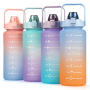 High-Capacity 3-in-1 2000ml Sports Water Bottle Clear Plastic Wide Mouth Lid Direct Drinking for Outdoor Tours PP Boiling Water