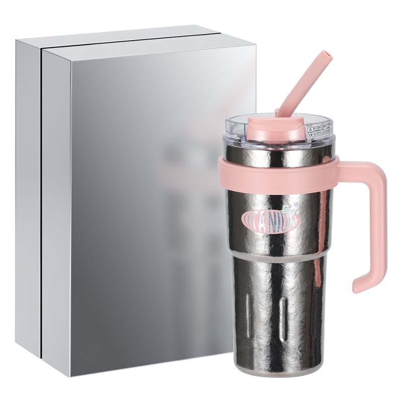 800ml Premium Double Wall Vacuum Insulation Stainless Steel Tumblers Panda Mug Set with Pure Titanium Water Bottle for Gift Box