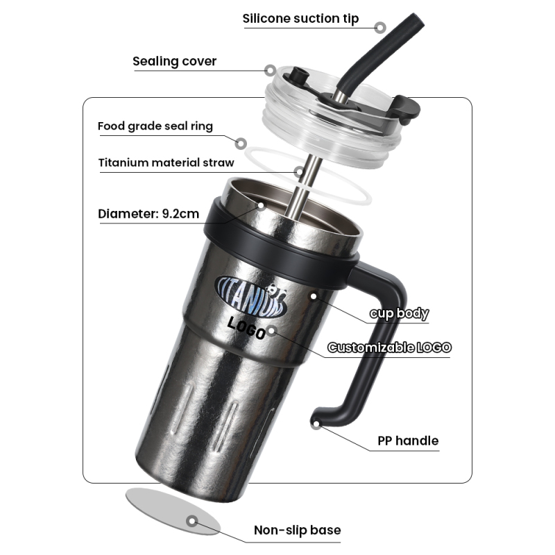 800ml Premium Double Wall Vacuum Insulation Stainless Steel Tumblers Panda Mug Set with Pure Titanium Water Bottle for Gift Box