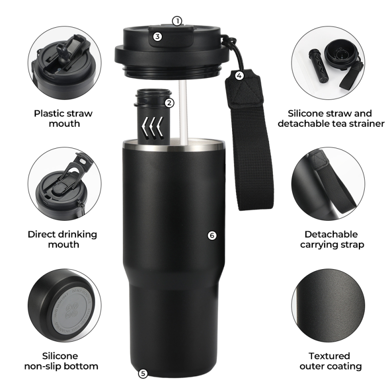 750ml Stainless Steel Insulated Travel Mug Coffee Tumbler and Water Bottle for Leak Proof for Outdoor for Boiling Water