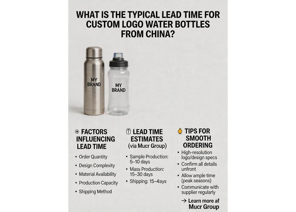 What is the typical lead time for custom logo water bottle orders from China?