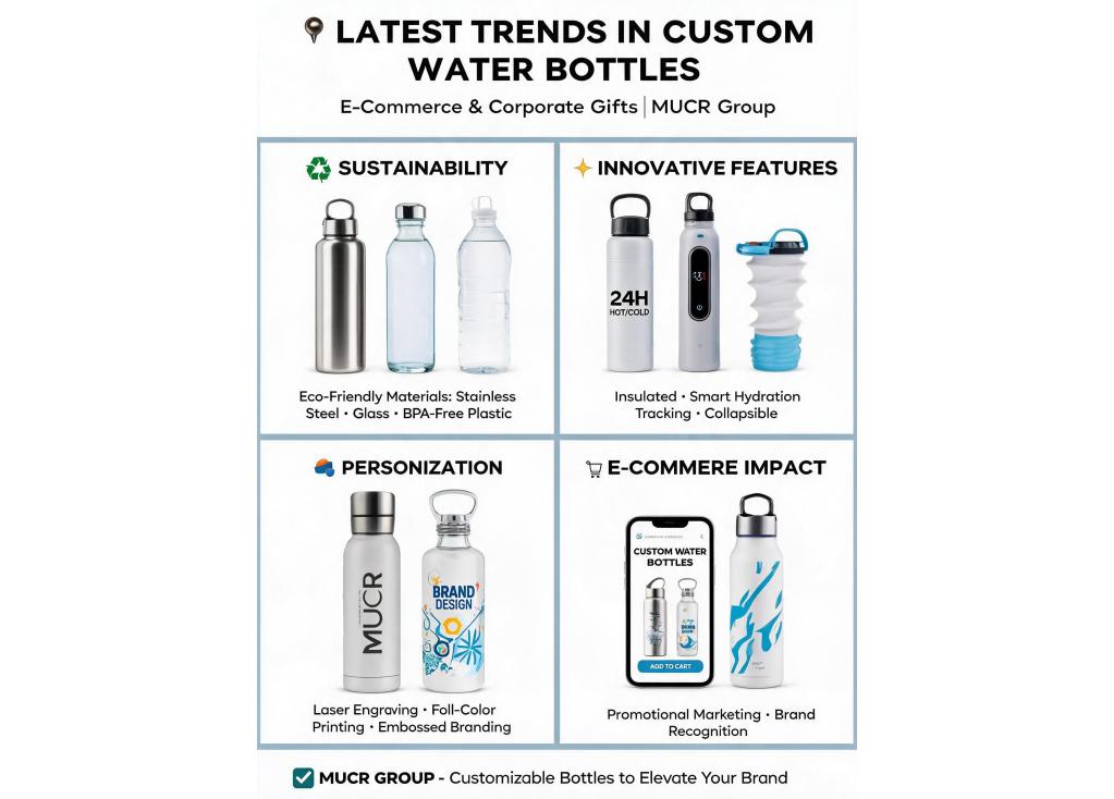 What are the latest trends in custom water bottles for e-commerce and corporate gifts?