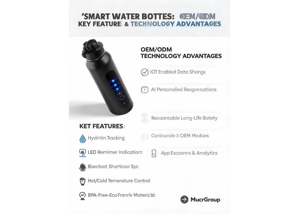 What are the key features and technology advantages of smart water bottles for OEM/ODM projects?