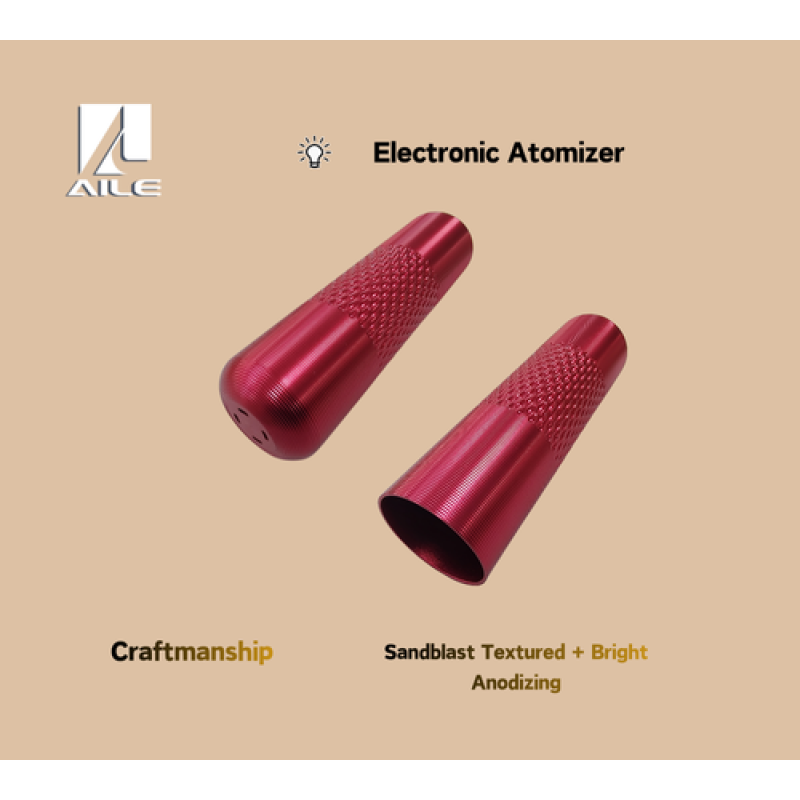 Electric Atomizer Enclosure- Sandblast Textured + Bright Anodizing