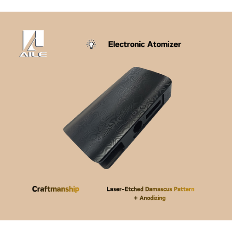 Electric Atomizer Enclosure-  Laser-Etched Damascus Pattern + Anodizing