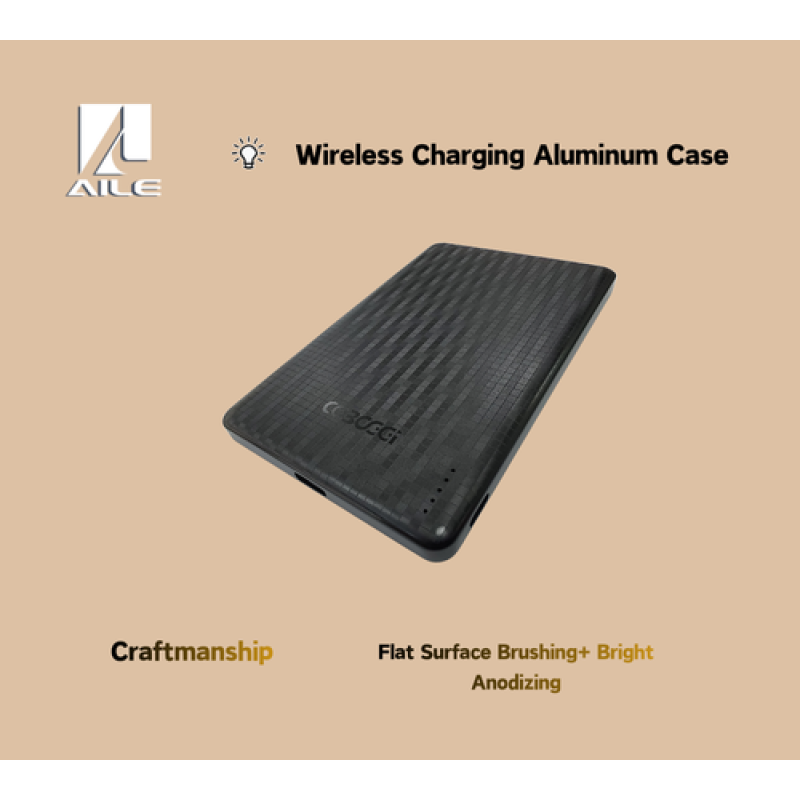 Wireless Charging Aluminum Case-Flat Surface Brushing+ Bright Anodizing