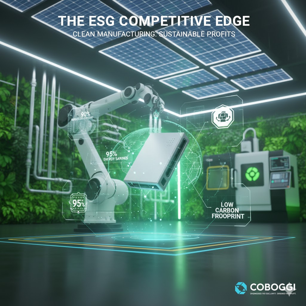 a high-precision aluminum part surrounded by a clean, green laboratory