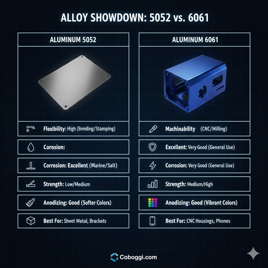 Alloy Comparison Table for the 5052 vs 6061