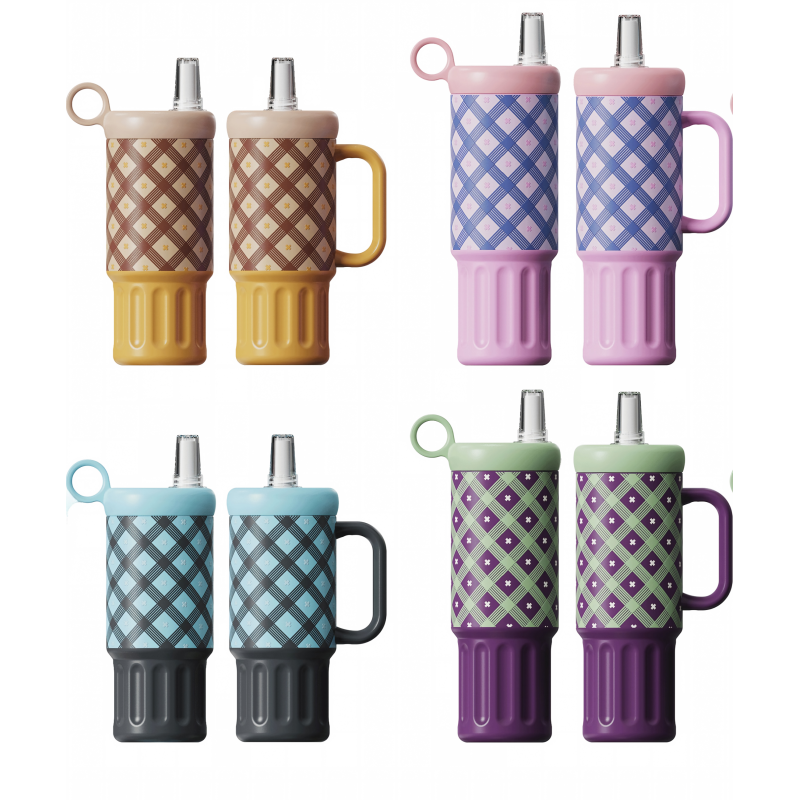 24oz Insulated Stainless Steel Tumbler With Handle, Leak Proof Straw Lid Vacuum Water Bottle For Travel, Customizable Promotional Gift Mug