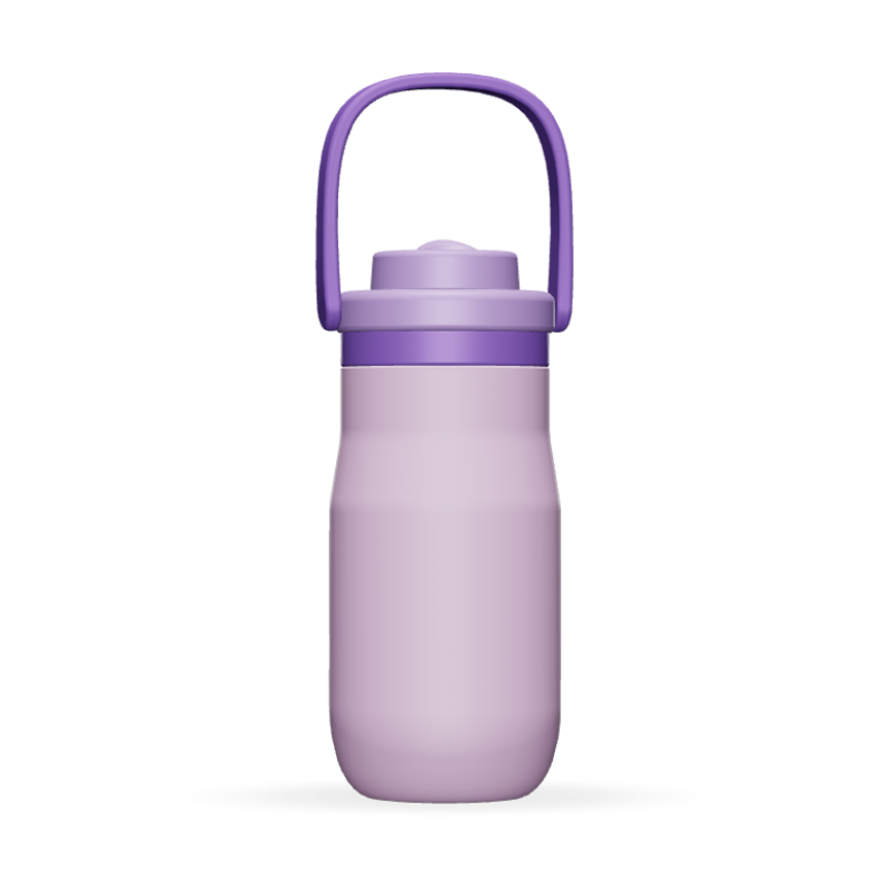 17oz Ergonomic Handle Straw Lid Insulated Stainless Steel Water Bottle - Customizable