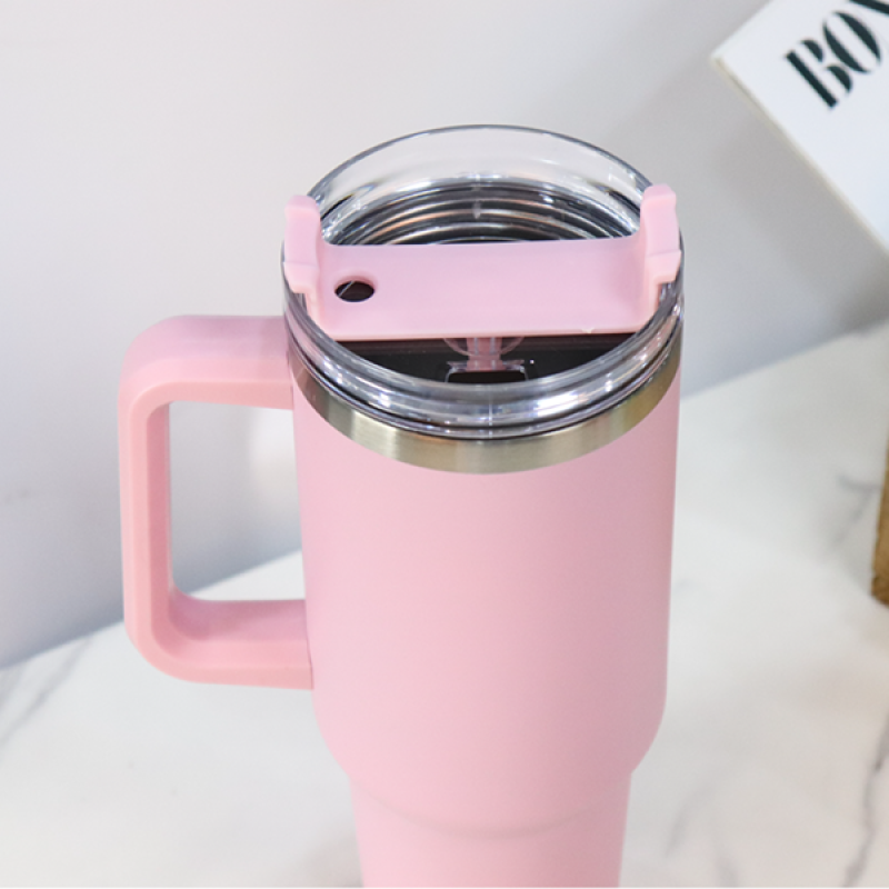 40oz Vacuum Insulated Stainless Steel Tumbler with Handle & Straw