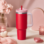 40oz Vacuum Insulated Stainless Steel Tumbler with Handle & Straw