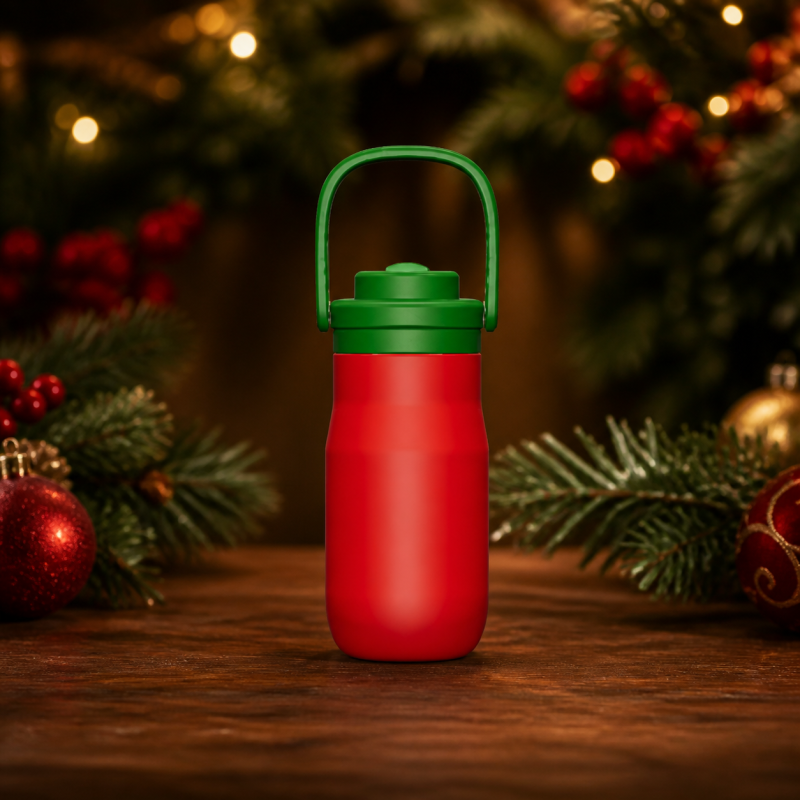 17oz Ergonomic Handle Straw Lid Insulated Stainless Steel Water Bottle - Customizable