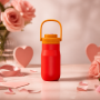 17oz Ergonomic Handle Straw Lid Insulated Stainless Steel Water Bottle - Customizable